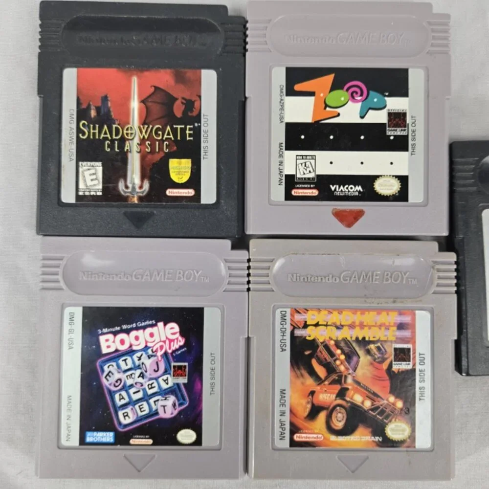 Nintendo GameBoy Lot 5 Shadowgate Deadheat Zoop Rugrats Boggle Tested Used